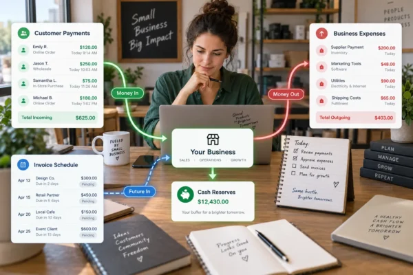 Small business owner reviewing ways to improve small business cash flow